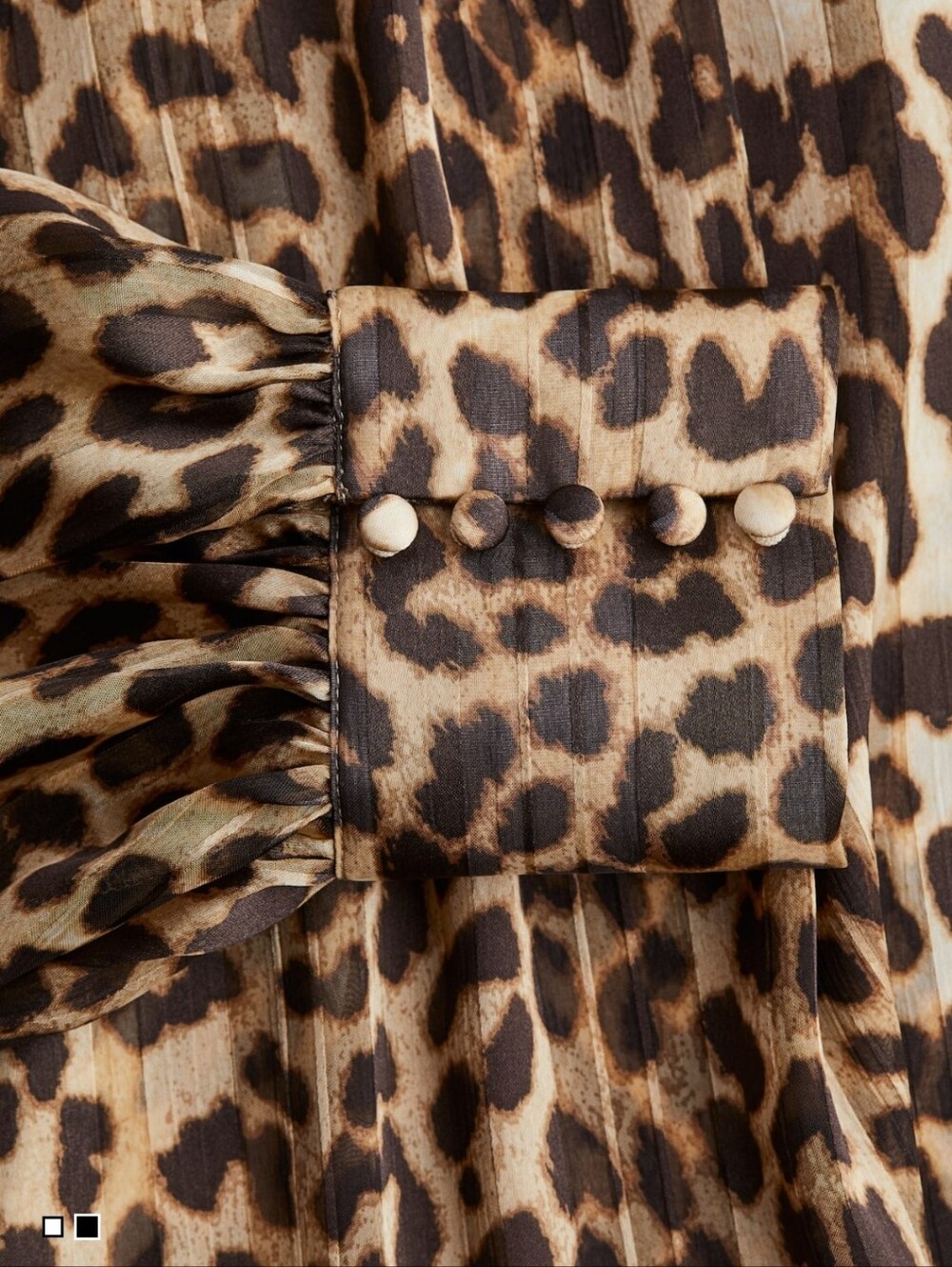 H&M Leopard Print Sheer Crepe Blouse Stand Collar Large - Picture 2 of 12